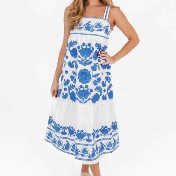 J. Marie The Landon Maxi Dress in Blue and White
